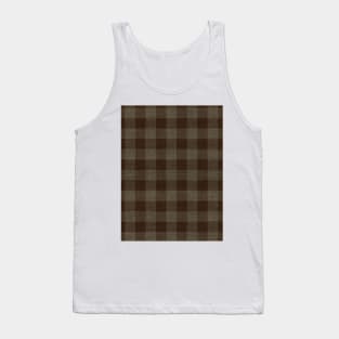 Brown and Beige Checkerboard Plaid Christmas Burlap Cloth Tank Top